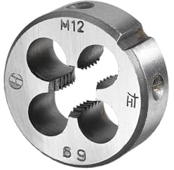 CoCud Metrisches verstellbares Rundschneideisen, M12 x 1,75, Gewinde aus legiertem Stahl, Linksgewinde - (Anwendungen: zur Bearbeitung von Außengewinden für Metall und Kunststoff)
