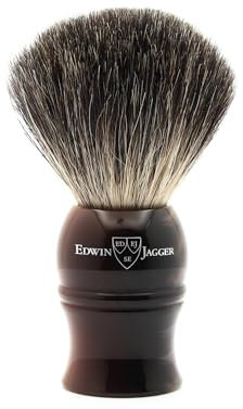 Edwin Jagger 1EJ332 Classic Pure Badger Hair Handmade Exfoliating Shaving Brush for Quality Lather with Shaving Cream or Shaving Soap for Men and Women (Imitation Light Horn)