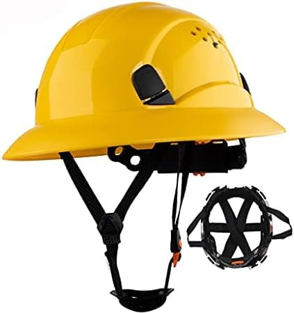 Schutzhelm-Unterstützung Mit Voller Krempe, 6-Punkt-Aufhängung, Helmknopftyp Zur Anpassung Der Größe Für Bauarbeiten, Strominstallationen Und Arbeiten In Großer Höhe,Gelb,Collector88