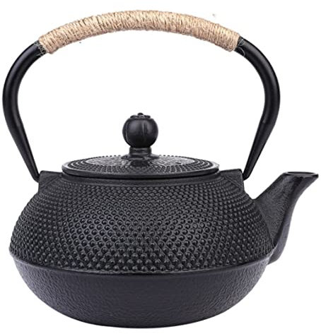 ASHSDI Tetera Marroqui Tetera De Hierro Fundido De 20oz/600ML, Teteras Japonesas De Hierro De Cerdo Sin Recubrimiento De Hierro Vintage Tetera Turca