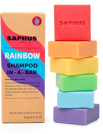 6Pcs Shampoo Bars for Hair (8.46oz), Natural Ingredients Solid Shampoo Soap, Rainbow Scent