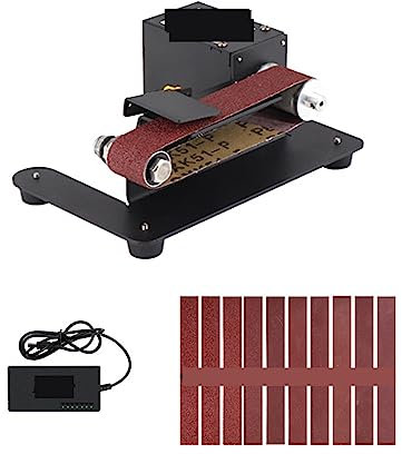 Lijadora de banda de velocidad ajustable Mini lijadora de banda de 250W, amoladora de banco eléctrica, máquina de lijado, Control ajustable de 7 velocidades, amoladora pequeña, máquina pulidora para t