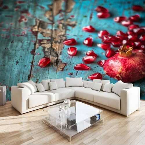 Fototapete 3D Effekt Shabby-Chic-Holzmaserung Wandbild Wohnzimmer Schlafzimmer Wanddekoration Tapete 350 (B) x 256 (H) cm