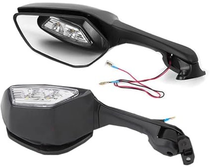 Kettennieter Motorrad Motorrad Rückspiegel Rückansicht Seiten Spiegel Mit Lichter Für Kawasaki Für Ninja ZX 6R ZX-6R ZX6R 2024 Motorrad Zubehör Moped Zubehör Spiegel Motorrad