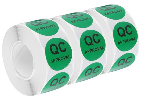 QUARKZMAN Etichette Adesive Di Approvazione Qc per Inventario 25mm/1 Verdi per Magazzino, 3 Rotoli 1500 Pezzi