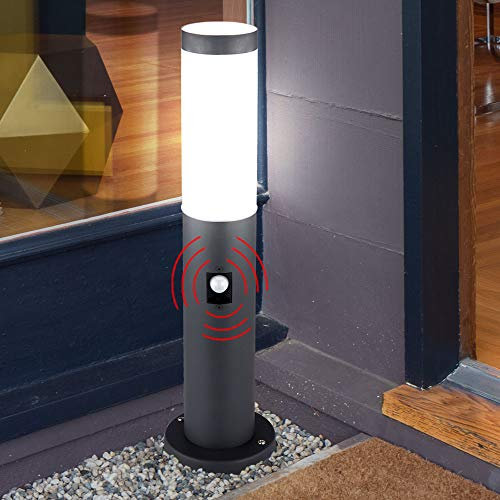 GLOBO LIGHTING LED Sockel Leuchte Außen Bewegungsmelder Edelstahl Terrassen Wege Steh Lampe Garten Strahler anthrazit