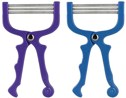 2 Stück (Blau + Lila Handheld Gesichtshaarentfernung Einfädeln Schönheit Epilierer Werkzeug Entfernung Einfädler Entferner Feder Gesichtshaar Epilierer Verwendung für Frauen Gesicht Haar Entfernung