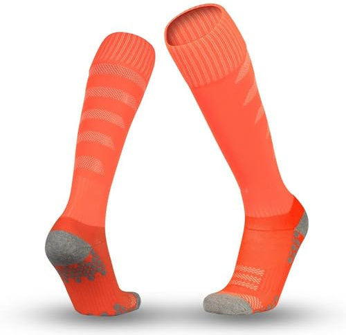 LYXXJRYBHD Fechtsocken, Strümpfe, Sportsocken, Kniestrümpfe, Fußballsocken für Männer Und Kinder, Verdickt, Atmungsaktiv, für Degen, Florett, Säbel(Orange,Small)