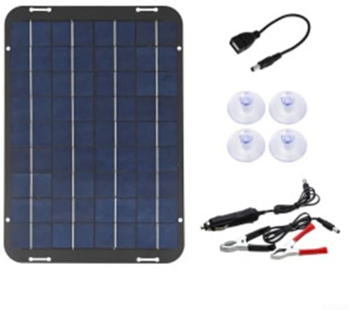 Chargeur solaire 30 W 12 V, kit de charge portable et étanche, chargeur de batterie de voiture pour voiture, moto, bateau, camping-car