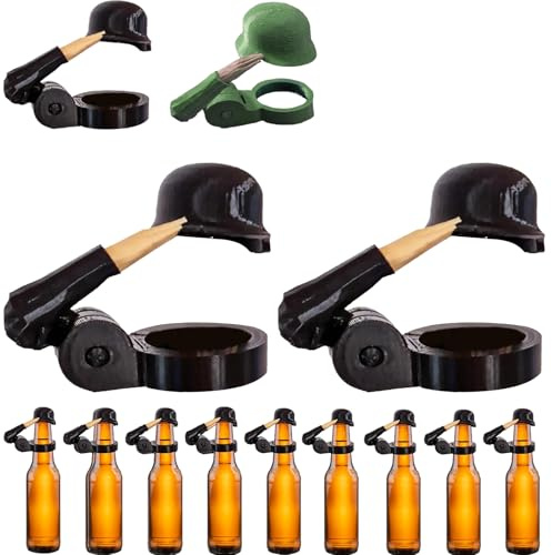 Flaschenverschluss - Lustiger Salute-Soldaten-Bierhelm,8 X 4 X 5,3 Cm Soldat Salut Bierflasche Helm, Wiederverwendbar Staubdicht Bierflaschenverschluss, Für Grillparty, Bar (Schwarz 2pcs)