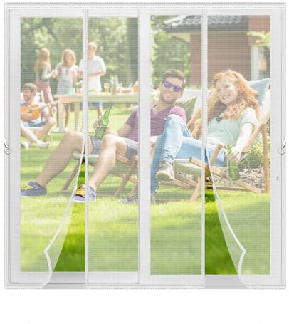 Liveinu Moustiquaire Porte Fenetre Magnétique, Blanc, 180x210cm | Rideau Anti Mouche, Moustiquaire Aimantée Double Ouverture Latérale, Rideaux Aimantée, Fermeture Automatique