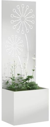 vidaXL Garten Sichtschutz-Leinwand Silber 50 x 140 cm Verzinkter Stahl, Garten und Terrasse, Moderne Abtrennung, dekorative Einlagen, schlanker Sichtschutz, zeitgemäße Umrandung