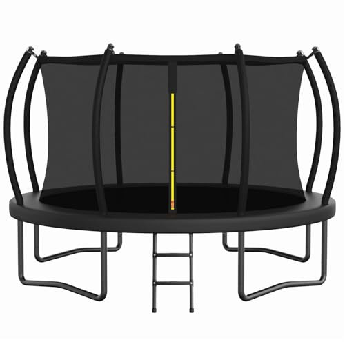 ACWARMHOME Trampoline Outdoor 14FT，Recreational Trampolines for Kids and Adults, Trampoline Outdoor with Net and Ladder, ASTM Approved, Black