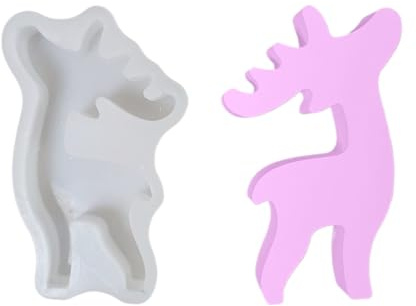 Moule de cerf en silicone, résine de Noël, figurine de cerf pour fondant, chocolat, pâtisserie, artisanat, décoration de cupcakes, maison, fête et projets créatifs festifs