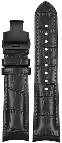 YOLIONU Lederarmband für Omega New Seamaster 300 Planet Ocean 007 Speedmaster Herrenuhrkette(Blackb1,22mm)