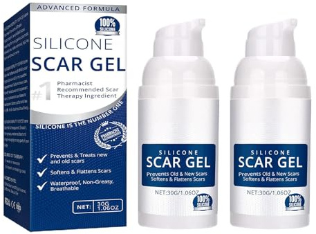 Gel Al Silicone Per Cicatrici,2×30 G, Gel Riparatore Per Cicatrici, Cura Efficace Percicatrici Vecchie E Nuove, Tagli Cesarei, Acnes, Riduce Prurito E Tensione Tissutale
