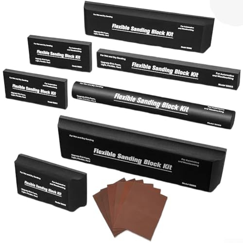 FACULX 7PCS Sanding Block Set for Wet and Dry Woodworking and Auto Body Applications, Flexible Foam Blocks for Automotive Car Bodywork Paint and Woodworking(12pcs)