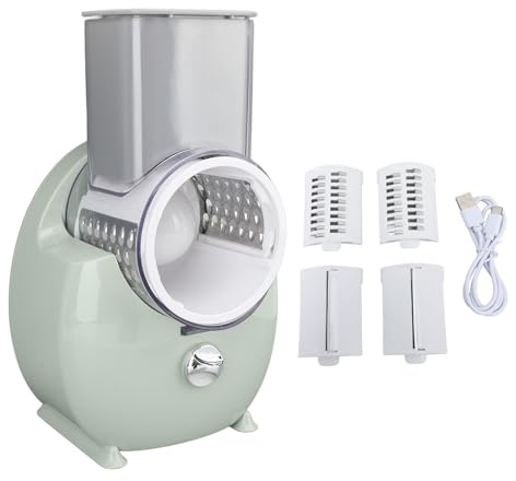 Cortador eléctrico de verduras portátil multifuncional, 3 cuchillas, batería recargable, 12V, 1200mAh - Fácil y rápido, seguro y cómodo para cocina y uso doméstico (Verde)