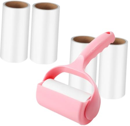 Toyvian Handheld Lint Roller with Sticky Refills Portable Pet Hair Remover Brush for Clothes Furniture Car Seats Safe Plastic Material Hair Cleaning Tool for Sweaters and Carpets