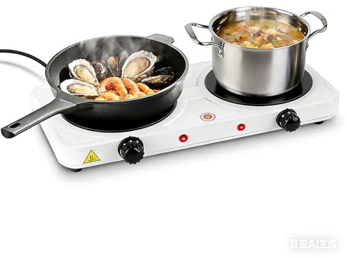 KOCASO 2000W Double Electric Burner Portable Dual Counter Stove Countertop Hot Plate Kitchen Cooker Stove with 5 Gear Temperature Control