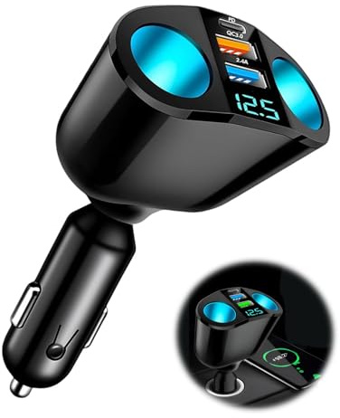 Chargeur Allume-Cigare Double Prises USB 12V/24V, Chargeur USB Type C Rapide PD 30W/QC3.0 2.4A, 120W Allume-Cigare pour iPh-One, IP-ad, Android, GPS, Dash Cam, Tablette, Charge Rapide Multifonction