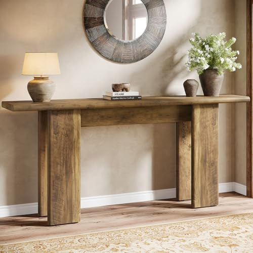 Tribesigns 70.87 Extra Long Console Table for Entryway, Mid-Century Modern Sofa Table Behind Couch for Entry, Entrance, Hallway, Living Room, Narrow Long, Brown