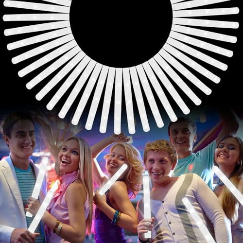 Bastoncini luminosi in schiuma, confezione da 40 bastoncini in schiuma bianca illuminati, 3 modalità, forniture per feste per matrimoni, rave, carnevale, concerti, 4 luglio, Halloween, Natale, San