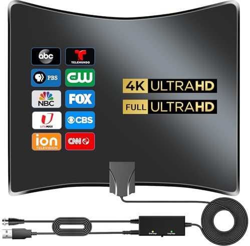 2026 Antenna for Smart TV Indoor, TV Antenna 3600+ Miles Antenna for Local Channels, Indoor TV Antenna 4K 8K 1080p with Amplifier Signal Booster -18FT Coaxial Cable