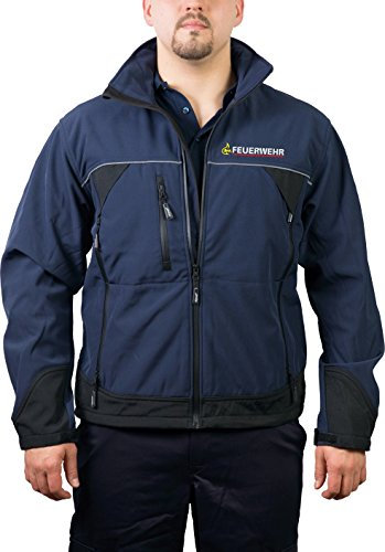FEUER1 WorkSoftshelljacke Navy, nach VwV BaWü mit Stauferlöwe nur auf der Vorderseite