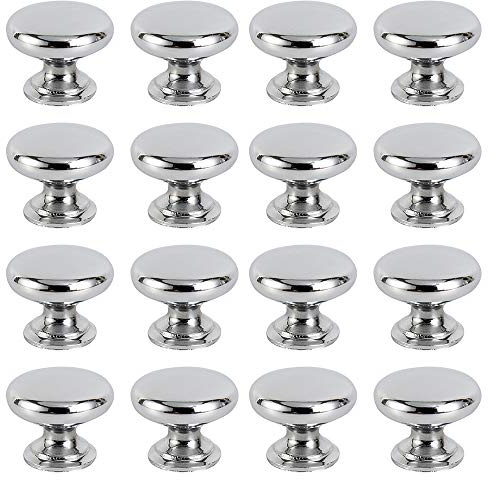 Your's Bath 16pcs 25mm Door knob Handles Round Stainless Steel Chrome Door Handles for Kitchen Cabinet Drawer Cupboard Wardrobe Furniture