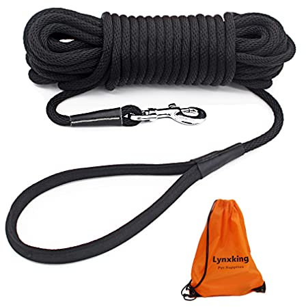 lynxking Hundeleine Schleppleine für Hunde Reflektierend Trainingsleine 15m Ausbildungsleine mit Karabinerhaken Nylon Lange Seil für kleine, mittelgroße große Hunde mit Griff