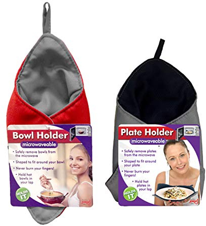 Microwavable Heat Resistant Plate and Bowl Holder Bundle Pack Protects Hands from Hot Dishes. Microwave and Washing Machine Safe Kozy for Heating Soup or Leftover Food or Meals to Eat and Watch TV.
