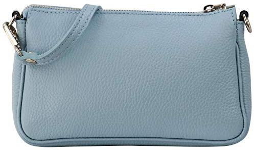 SH Leder Echtleder Schultertasche Umhängetasche Handtaschen Clutch kleine Tasche Abendtasche 23x13cm Jennie G323 (Hellblau)