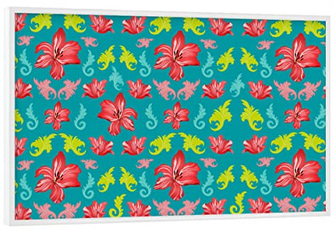 artboxONE Poster mit weißem Rahmen 30x20 cm Floral Lilien Muster barock - Bild lilien Blatt Blumenmuster