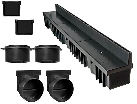 Schlitzrinne Set | 6 m | Typ 70 (Höhe 158 mm) | schwarz (Entwässerungsrinnen)