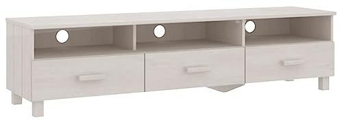 vidaXL TV Schrank 3 Schubladen 3 Fächer Lowboard TV Möbel Sideboard Fernsehtisch Fernsehschrank HiFi-Schrank Weiß 158x40x40cm Massivholz Kiefer
