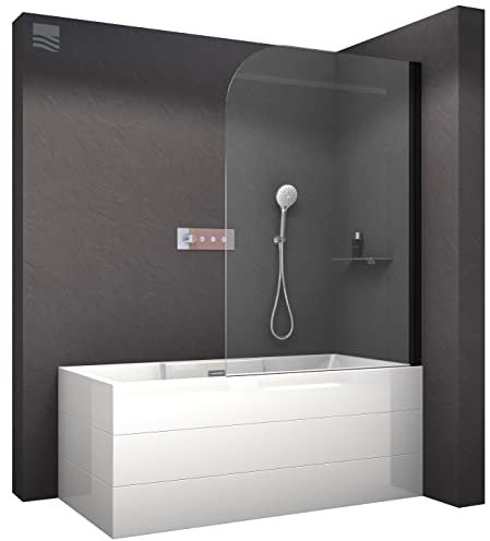 BERNSTEIN Accesorio para bañera NT201 mampara de ducha para bañera, mampara plegable para bañera 100x140 cm, mampara de ducha de vidrio templado - mampara de ducha perfil de bañera color negro mate