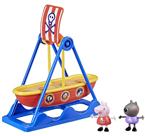 Peppa Pig - Peppa en el Barco Pirata - Set de Juego con un Barco Pirata Que se balancea y 2 Figuras
