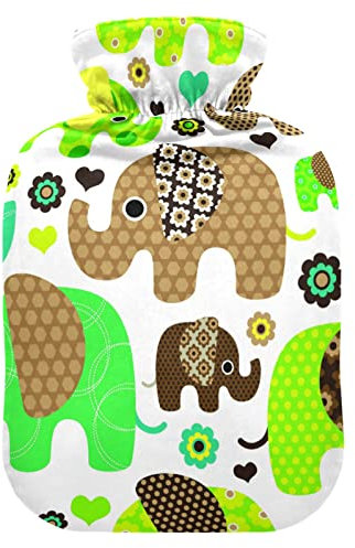 YOUJUNER Hot Water Bottle with Cute Elephant Cover 2 Litre Large Hot Water Bag Warm Comfort Hand Feet Warmer