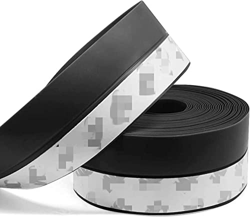 Batardeau 10m Bas de Porte Isolant,Bas de Porte Anti Froid, Isolant Porte Anti Bruit, Joint Porte Garage Calfeutrage Adhesif Isolant Caoutchouc Bande D'etanchéite Adhésif (45mm,le noir)