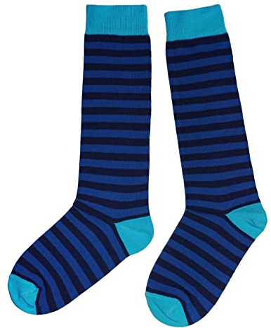 Weri Spezials Kinder Kniestrümpfe für Mädchen und Jungen Baumwolle Ringelsocken Karneval in verschiedenen Ringel Muster (as3, numeric, numeric_31, numeric_34, regular, Marine+Türkis)