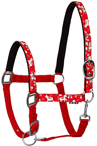 Start Unicorn36 Halfter für Pferde Vollblut, Pony – Stallhalfter mit zweistufiger Verstellung - Kinn und Genickstück – Weidehalfter, Pferd Halfter Warmblut neoprengefüttert (Rot, Cob)