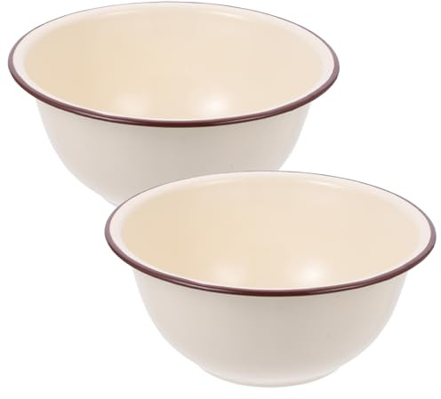 SHERCHPRY Enamel Bowl 7.6 Inch Retro Vintage Multipurpose Food Basin for Soup Mixing Serving and Kitchen Storage