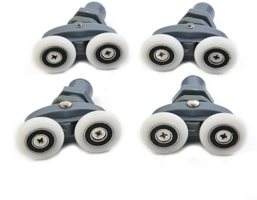 Lot de 4 roulettes doubles pour porte de douche - Diamètre : 23 mm