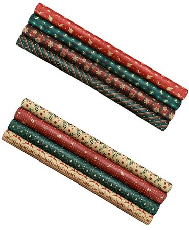 Amosfun Retro-geschenkpapier 8 Stück Weihnachts-geschenkpapier Leuchtende Weihnachtselemente Robustes Material Geschenkverpackung Zufälliger Stil