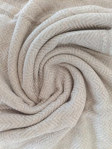 Nepal Nature Luxus Schöne Warme Decke Tagesdecke Wohndecke Kuscheldecke - 80% Polyester, 20% Wolle (130 x 260cm) Sofadecke/Überwurf Decke/Plaid Couch Sofa/Tagesdecke Blanket (dunkelcreme Weiss)