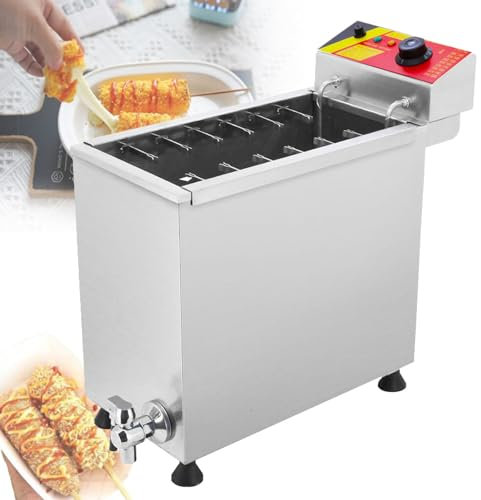 Freidora para perros de maíz, 12 ganchos, máquina para hacer palitos para perros calientes con queso comercial, freidoras eléctricas con temperatura ajustable, para cocina, restaurante, snack