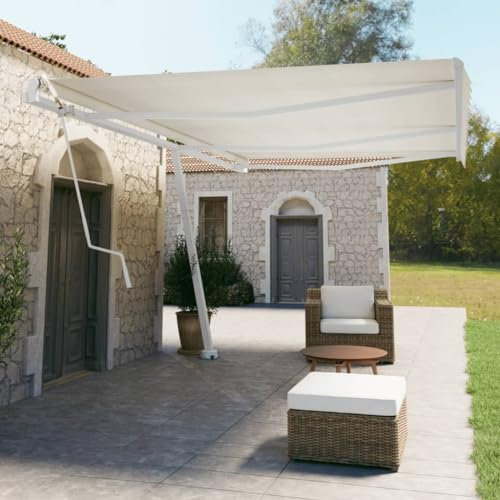 Camerina Awning Post Set White 600x245 cm Iron,Adjustable Awning Post Set,Durable Iron Tent Poles for Garden,Terrace and Balcony Shade(SPU:315092)