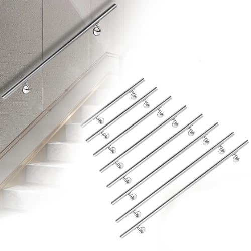 FIVMEN Edelstahl Handlauf Treppengeländer Geländer mit Wandhalterung und Endkappen Wandhandlauf Wand Treppe für Innen & Außen Treppe, 180cm