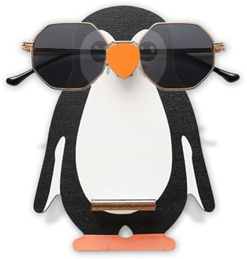 Ncozwo 1 x kreativer Pinguin-Brillenhalter aus Holz, handgeschnitzt, für Sonnenbrillen, Aufbewahrung, Organizer, Brillen-Display-Halter für Weihnachten, Eingangsbereich, Wohnzimmer, Schlafzimmer,